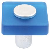 Richelieu Contemporary Eclectic Cabinet Knob - Plastic - Frosted Blue Finish - 1 3/16-in L x 1 3/16-in W