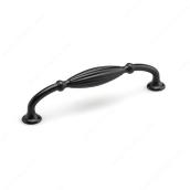 Richelieu Country Style Oval Metal Pull - Black Matte - 1 1/16-in W x 5 23/32 in L x 1 3/8-in Projection