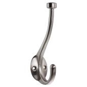 Richelieu Transitional Double Hook - 5 53/64-in H x 1 7/16-in W - Brushed Nickel - Metal