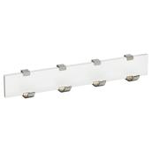 Richelieu Contemporary Multi-Hook Rack - 2 21/32-in H x 17 3/4-in W - White and Brushed Nickel - Metal - Wood Board