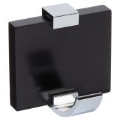 Richelieu Contemporary Wood Single Hook - 2 63/64-in H x 3 1/32-in W - Chrome and Black - Metal