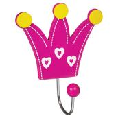 Richelieu Eclectic Crown-Shaped Hook - 4 39/64-in H x 3 13/16-in W - Pink - Wood and Metal