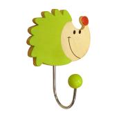 Richelieu Eclectic Hedgehog-Shaped Hook - 4 1/8-in H x 3 9/32-in W - Green - Wood and Metal