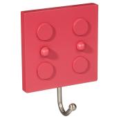 Richelieu Wood Block Hook - 5 15/32-in H x 3 31/32-in W - Fuchsia - Steel