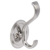 Richelieu Classic Double Hook - 3 7/64-in H x 1 49/64-in W - Brushed Nickel - Metal - 22 lbs. Load Capacity