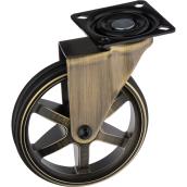 Richelieu Vintage Single Swivel Wheel Caster - Rustic Brass - Aluminum - 5-in H x 4-in Wheel dia