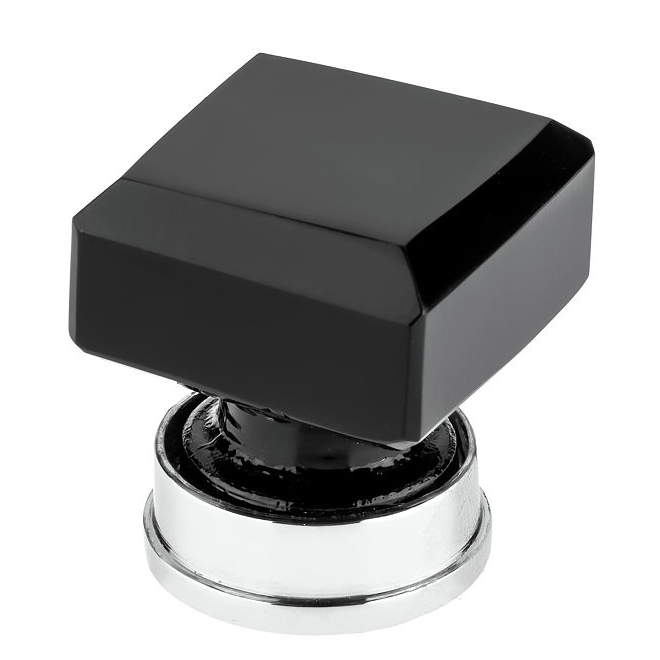 Richelieu Eclectic Cabinet Knob - 1 15/16-in Dia - Glass - Black - Square