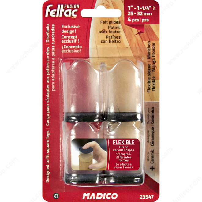 MADICO 4 pcs 15/16 to 1 3/16-in Black and Transparent Felt Silicone Leg Tips