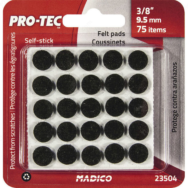 Richelieu 75-Pack 3/8-in Black Felt Pads