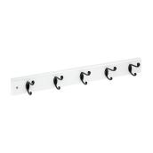 Richelieu Utility Coat Rack with 5 Hooks on 27-in White Wooden Plate