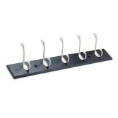 Richelieu Utility Coat Rack with 5 Hooks on 23.7-in Black Wooden Plate