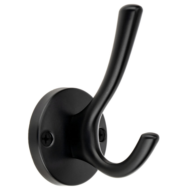 Richelieu Utility Double Hook 4 1/4-in Matte Black Zamak