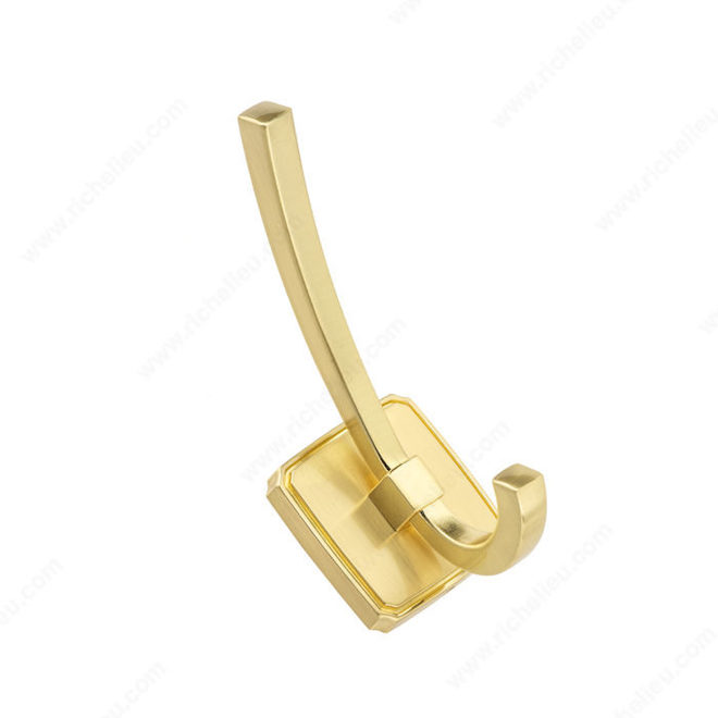 Richelieu Transitional Double Hook 4.84 x 1.9-in Satin Brass Finish