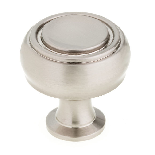 Bouton d'armoire rond Richelieu en Zamak nickel brossé 33,3 mm