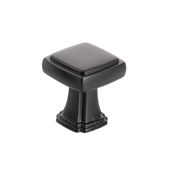 Richelieu 27.9-mm Square Cabinet Knob in Matte Black Zamak