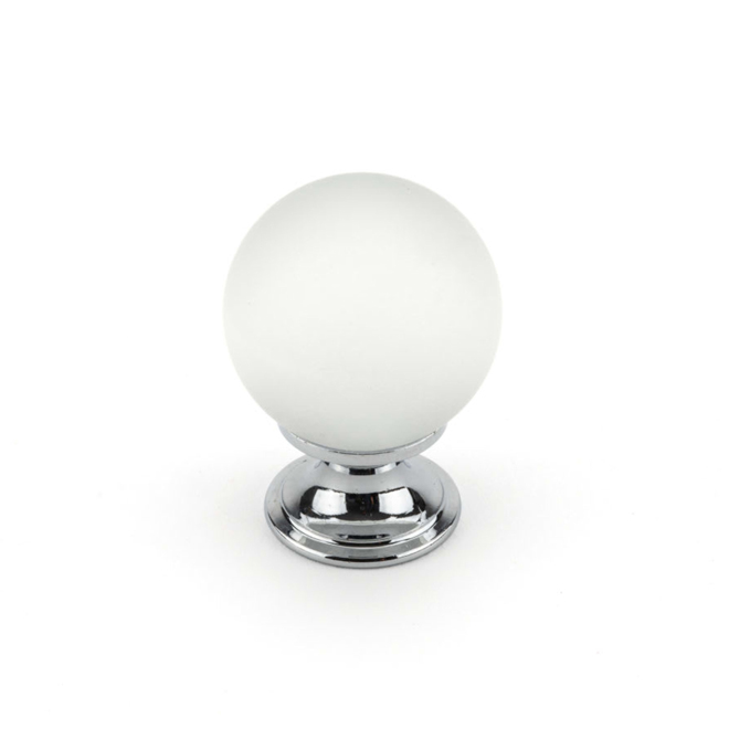 Richelieu 30.2-mm Round Cabinet Knob in Chrome and Frosted Glass