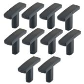 Boutons d'armoire en forme de T Richelieu en Zamak en noir mat 38,1 mm, paquet de 10