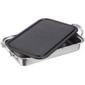 Grill+ Cooking Accessory Set - Deep Dish and Cutting Board - 9-in x 14-in - Black and Stainless Steel
