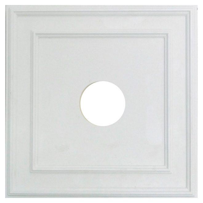Uberhaus Square Ceiling Medallion - 16-in L x 16-in W x 1-in T -  Polyurethane - White - Ready for Painting