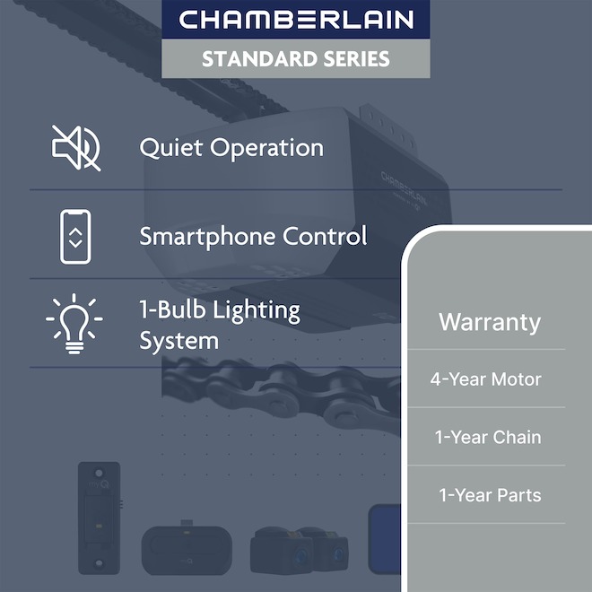 Chamberlain Smart Garage Door Opener 1/2 HP with Chain-Drive