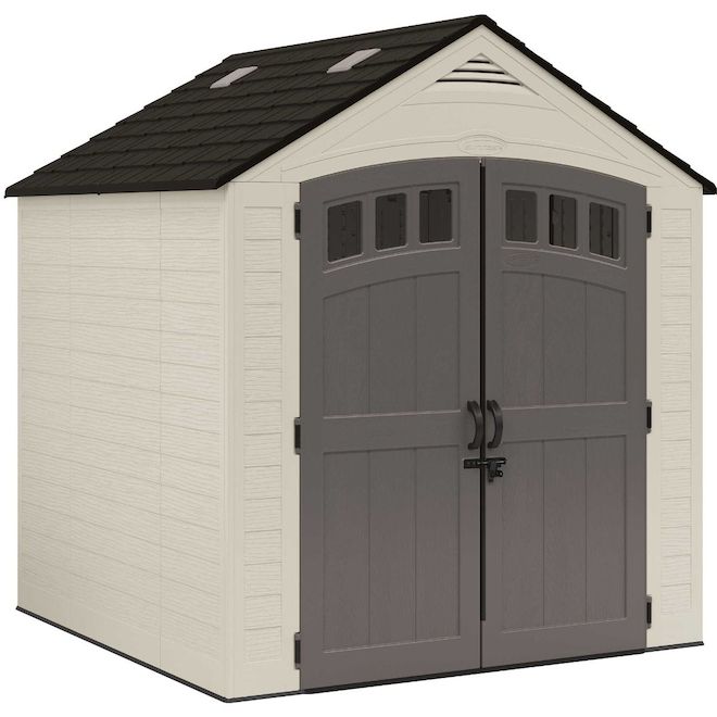 Suncast Cloverdale Storage Shed with Double Doors in Resin 7 x 7-ft - Vanilla