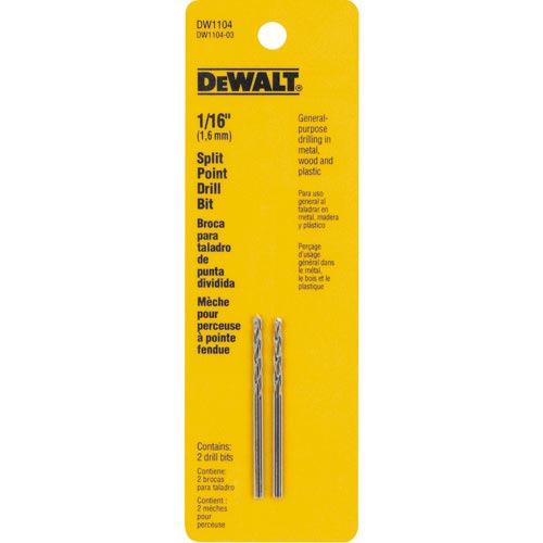 DEWALT 1/16-in Black Oxide Coated Steel Split Point Drill Bits - 2/Pack