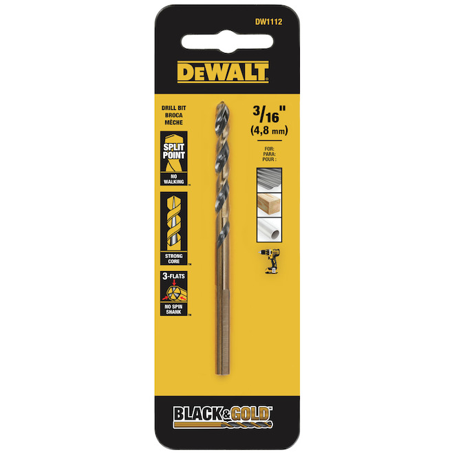 DEWALT 3/16-in Black Oxide Coated Steel Twist Drill Bit - 1 count