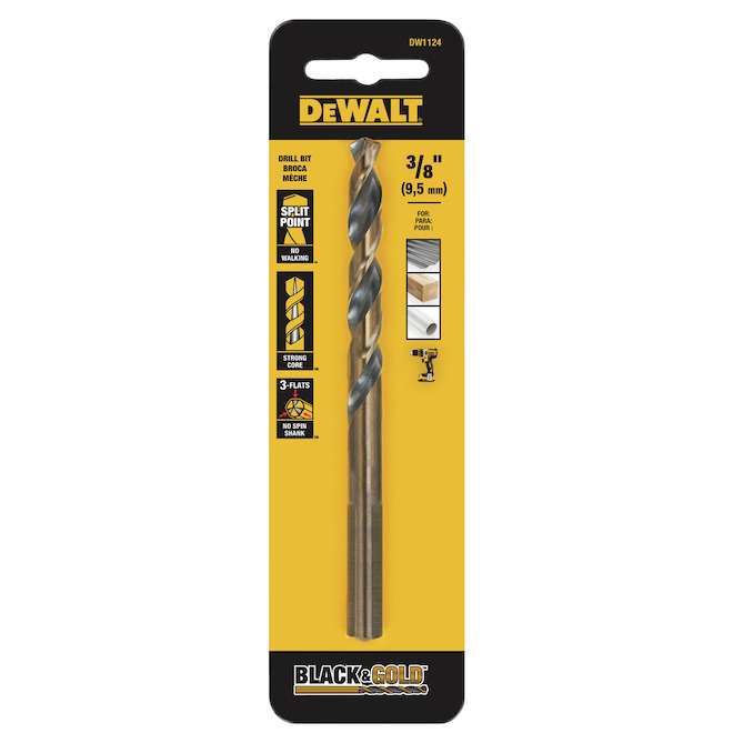 DEWALT 3/8-in Black Oxide Coated Steel Split-Point Drill Bit - Individual