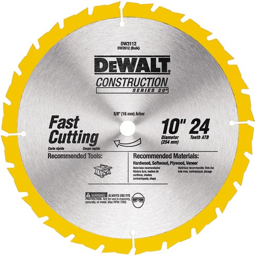 DEWALT Circular Saw Blade - Carbide - 24 Teeth - 10-in dia