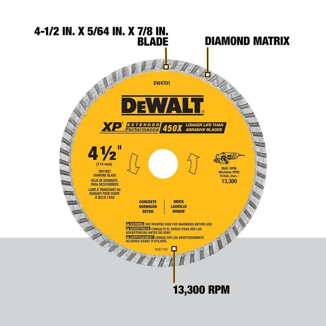 DEWALT XP 4 1/2-in Diamond-Grit Turbo Blade