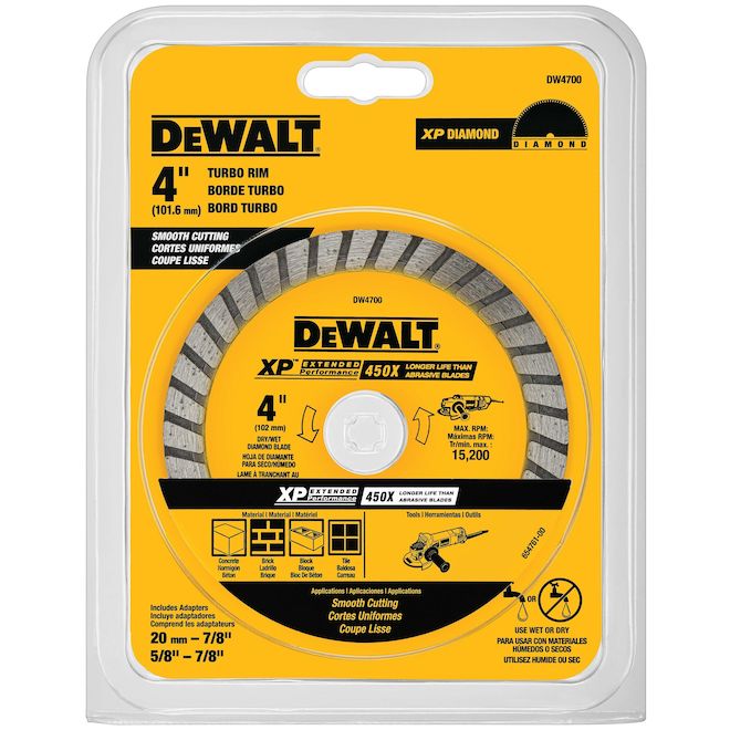 DEWALT XP Extended Performance Diamond Blade with Turbo Rim for Angle Grinders - 4-in