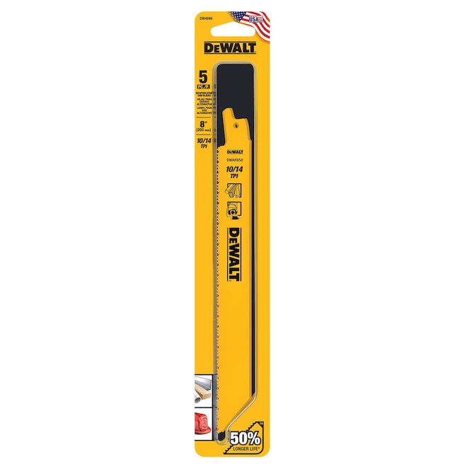 DEWALT General Purpose Reciprocating Saw Blades - 8-in L - 10/14 TPI - 5 Per Pack