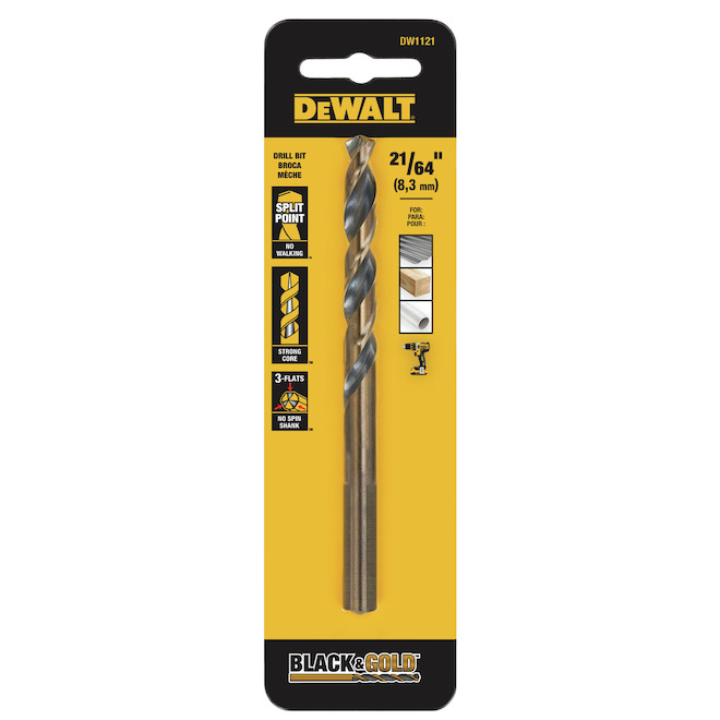 Mèche hélicoïdale en acier bruni 21/64 po DEWALT, 1 unité