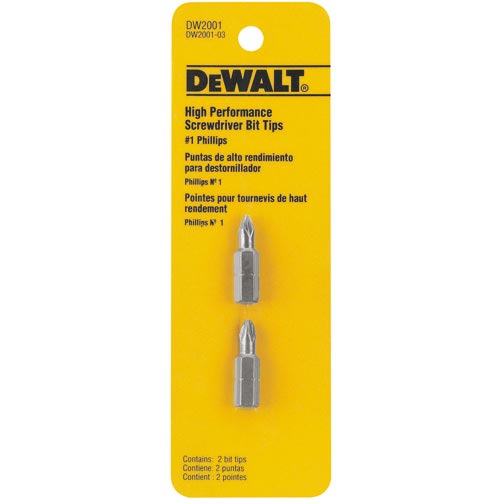 Embout pour tournevis Phillips Impact Ready de DEWALT, no 1 x 1 po L., tige hexagonale, 2 par paquet