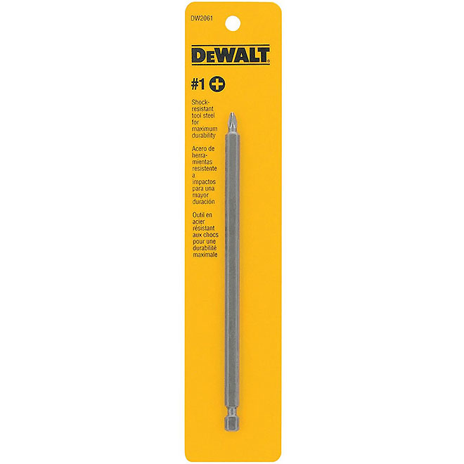 DEWALT Phillips Screwdriver Power Bit Tip - #1 x 6-in L - Hex Shank - Heat-Treated Steel