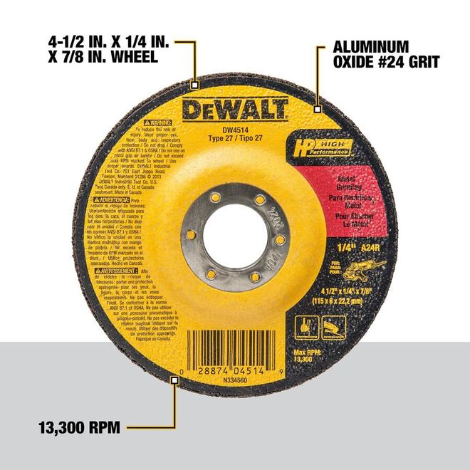 DEWALT Aluminum Oxide 4.5-in Grinding Wheel