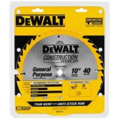 DeWalt Wood Circular Saw Blade - Carbide - 10-in Dia - 40 Tooth - 10? Hook Angle