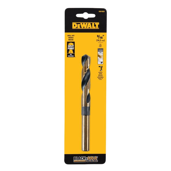 DEWALT 9/16-in Coated HSS Drill Bit - 135° Split Point - Short Shank - Individual