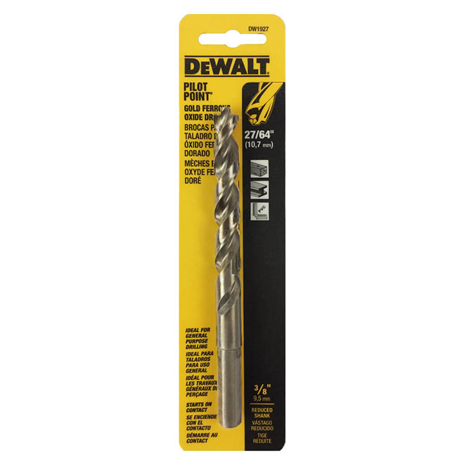 DeWalt Twist Drill Bit - 27/64-in Dia - Pilot Point - Gold Ferrous