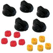 Laser Set of 5 Universal Replacement Stove Knobs and Inserts - Black