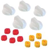 Laser Set of 5 Universal Replacement Stove Knobs and Inserts - White