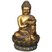 Angelo Decor Garden Buddha Fountain with LED Lighting - 13.8-in - Resin - Golden