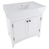 Bathroom Sink Vanity with Reversible Doors - White - 24