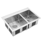 Artika Laguna Bay Double Kitchen Sink - Stainless Steel - 31.25-in x 20.5-in x 9-in - 20 Gauge - Drop-In/Undermount