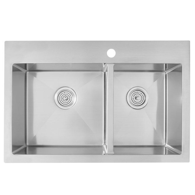 Artika Laguna Bay Double Kitchen Sink - Stainless Steel - 31.25-in x 20.5-in x 9-in - 20 Gauge - Drop-In/Undermount