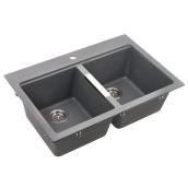 Composite Granite Double Kitchen Sink - Grey