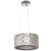 Suspension, 5 lumières, hauteur ajustable, cristaux, chrome