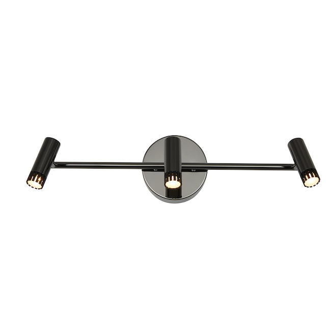 Luminaire sur rail Era d'Artika, style moderne, endroit sec, 3 ampoules à DEL intégrées, noir aux accents chromés