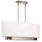 Pendant - Fabric Shade - Glass Diffuser - Brushed Nickel