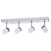 Artika Bahia Track Light Ceiling Fixture - 4 Integrated LED Bulbs - Dry Rated - Frosted Glass Shades - Pivoting Heads
